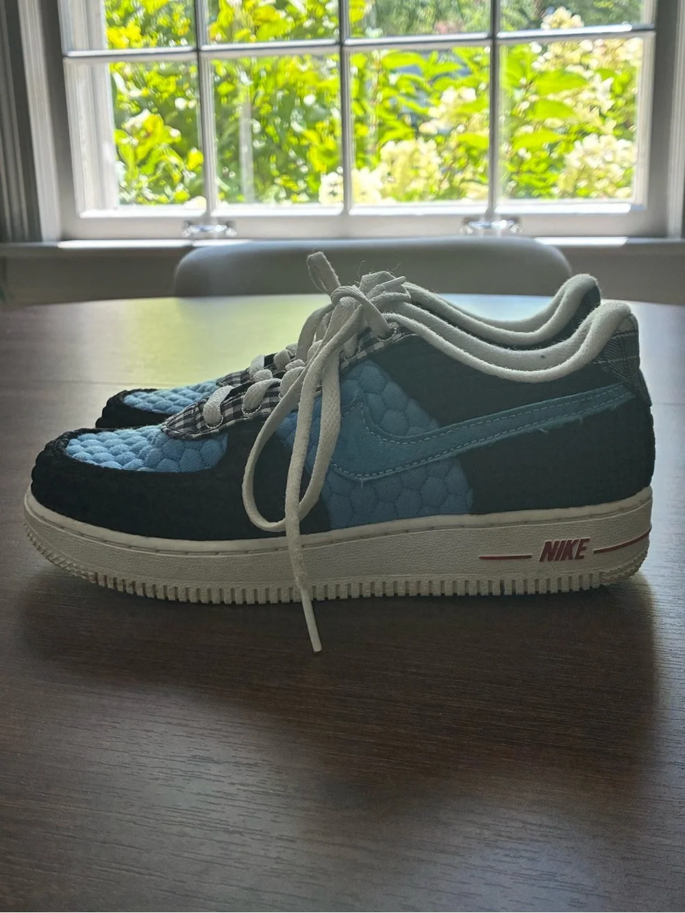 Nike Kids Blue and Black Quilted Gingham Accent Sneakers